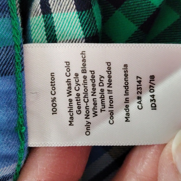 02105 Talbots green & blue plaid brushed cotton button up shirt 1X - Picture 10 of 10